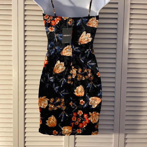 Forever 21 Dress Womens S Black Velvet Floral Spaghetti Strap Mini Sundress - Picture 4 of 7